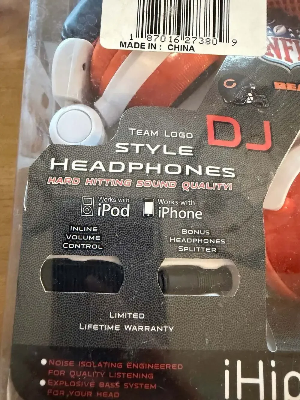 iHip Chicago Bears NFL DJ Style Headphones
